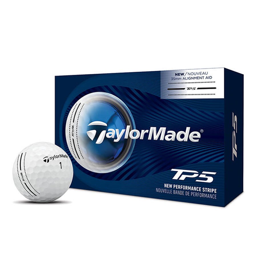 TaylorMade TP5 Performance Stripe Golf Balls (6 Pack) – White