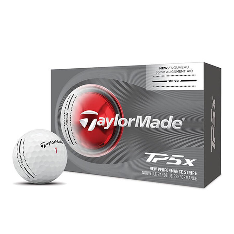 TaylorMade TP5x Performance Stripe Golf Balls (6 Pack) – White