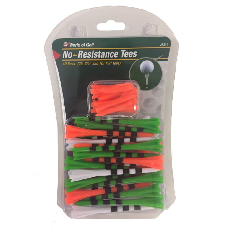 World of Golf No-Resistance Tees JR211 – Assorted Colours (40 Pack)